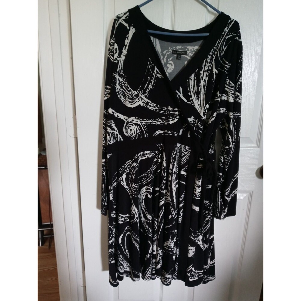 Lane Bryant womens surplice v neck faux wrap dress size 22 24 tie
